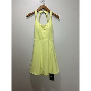 NWT Halara Softlyzero Backless Twisted Cool Touch Active Dress Yellow Size M